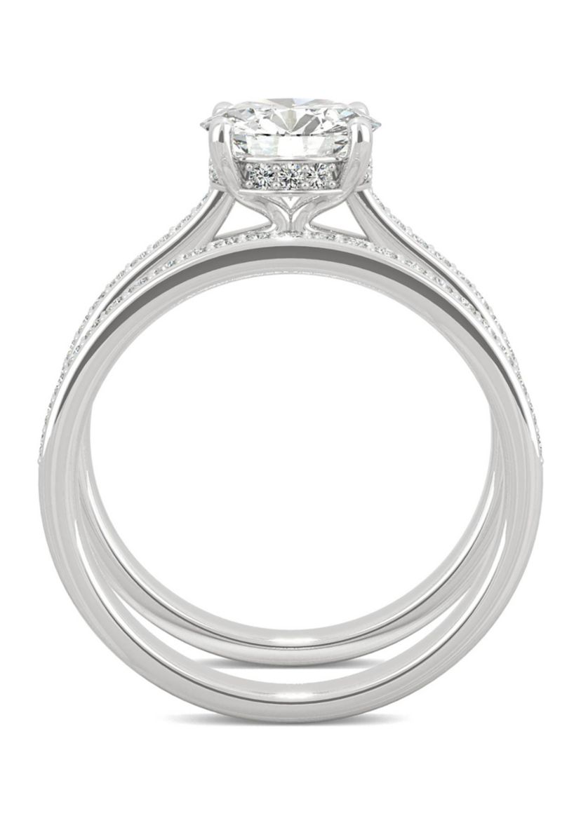 7/8 ct. t.w. Lab Created Moissanite Round Brilliant Bridal Set in 14k White Gold