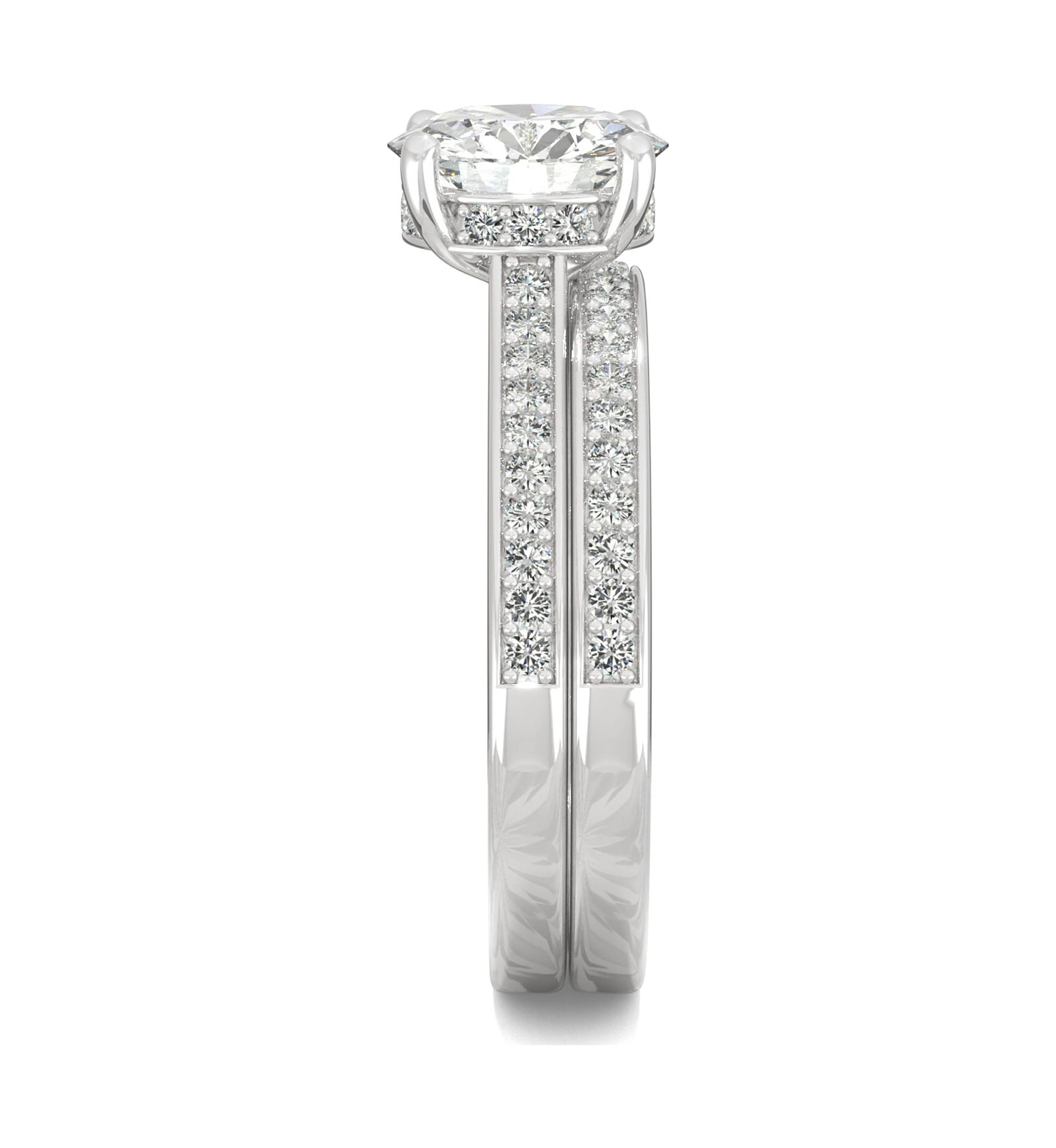 7/8 ct. t.w. Lab Created Moissanite Round Brilliant Bridal Set in 14k White Gold