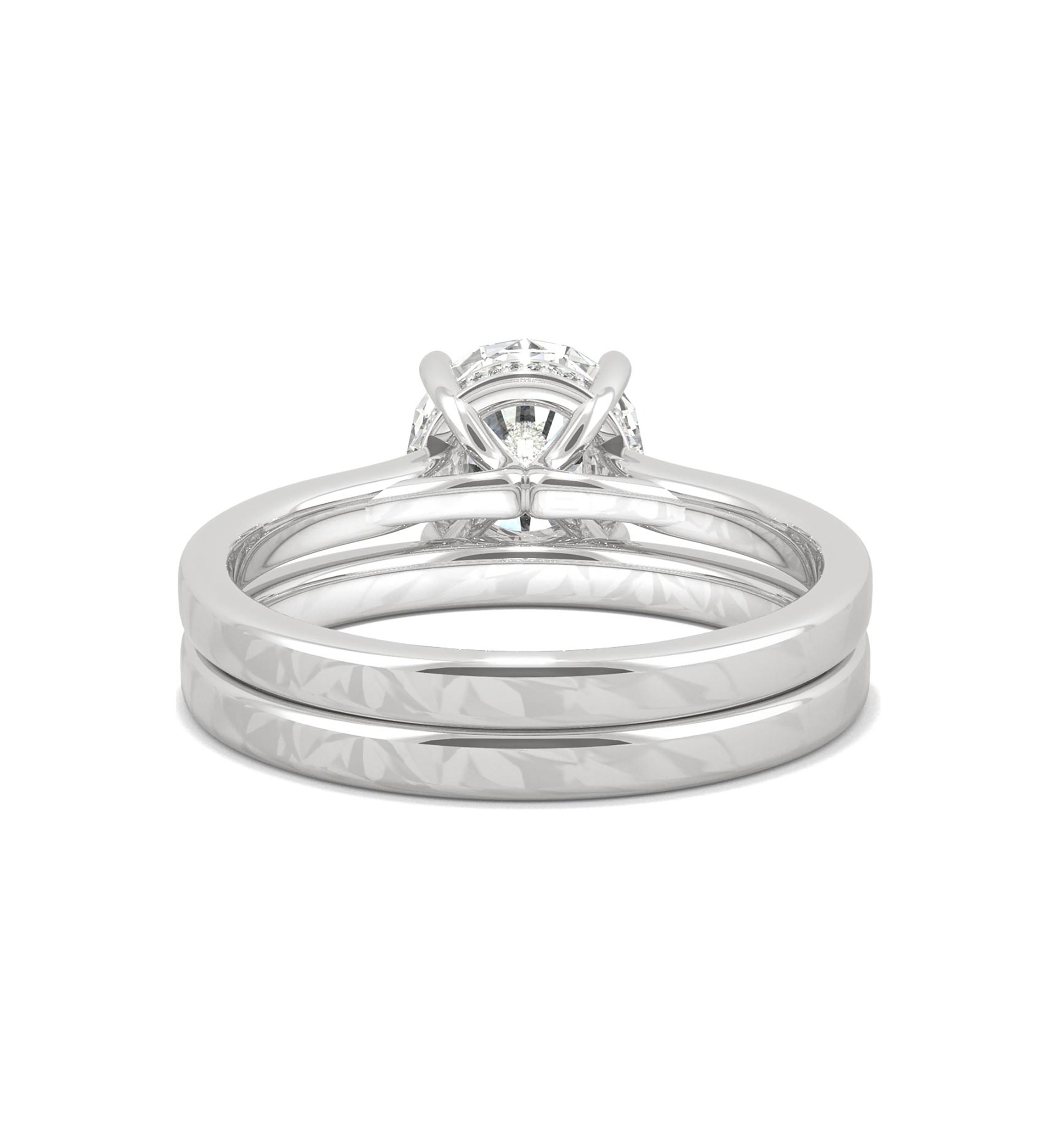 7/8 ct. t.w. Lab Created Moissanite Round Brilliant Bridal Set in 14k White Gold