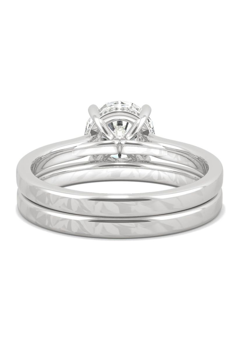 7/8 ct. t.w. Lab Created Moissanite Round Brilliant Bridal Set in 14k White Gold
