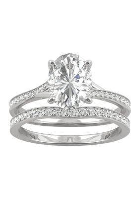 Charles & Colvard 3/8 Ct. T.w. Lab Created Moissanite Oval Bridal Set In 14K White Gold