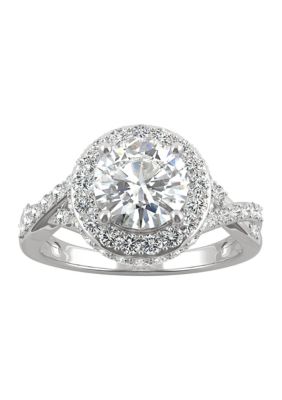 Charles & Colvard 3/4 Ct. T.w. Lab Created Moissanite Halo Engagement Ring In 14K White Gold
