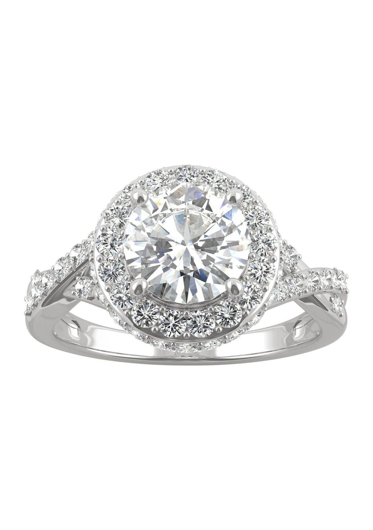 3/4 ct. t.w. Lab Created Moissanite Halo Engagement Ring in 14k White Gold