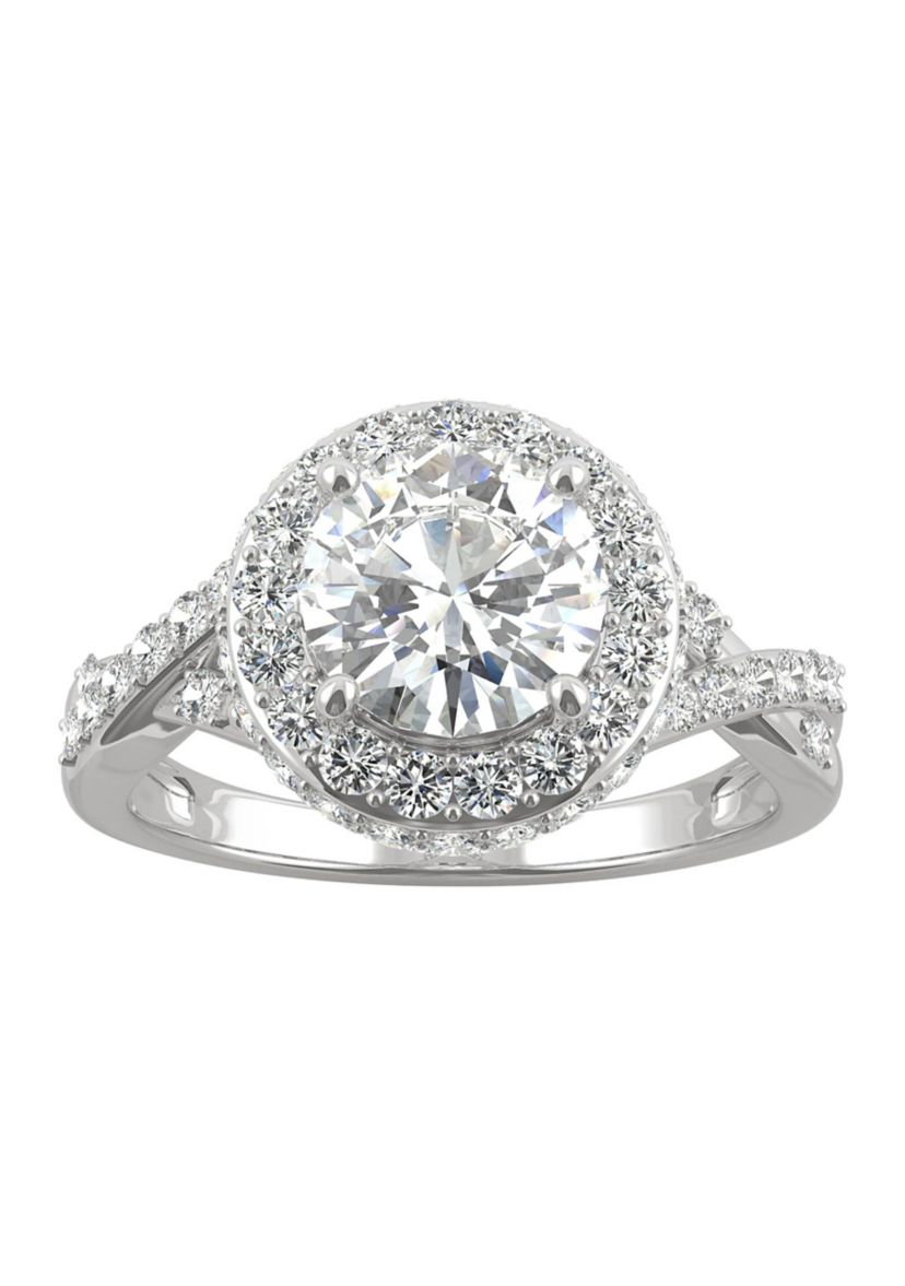 3/4 ct. t.w. Lab Created Moissanite Halo Engagement Ring in 14k White Gold