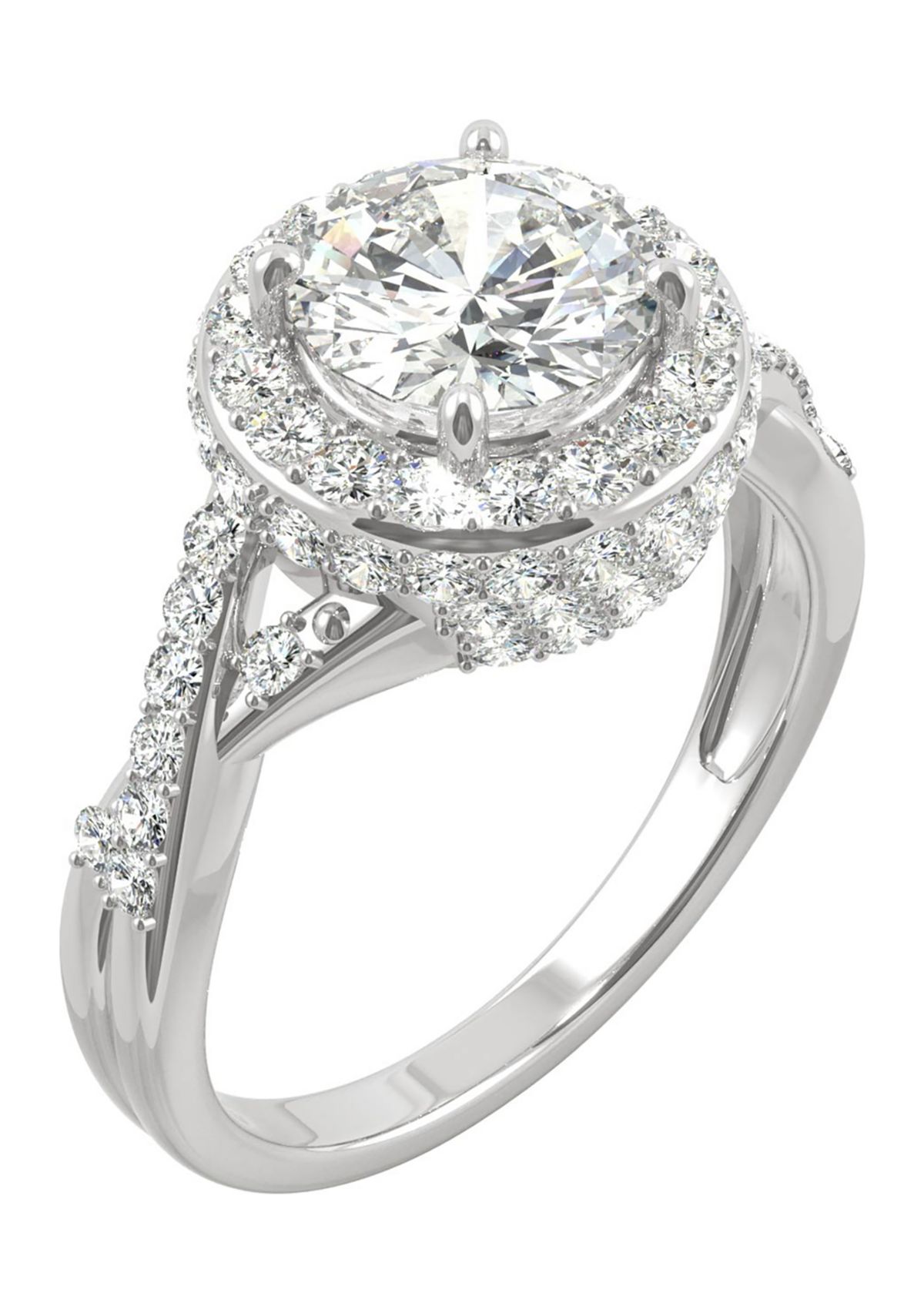 3/4 ct. t.w. Lab Created Moissanite Halo Engagement Ring in 14k White Gold