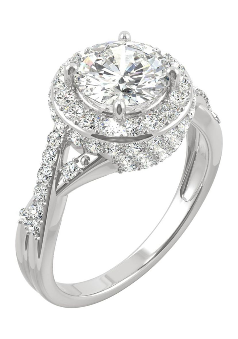 3/4 ct. t.w. Lab Created Moissanite Halo Engagement Ring in 14k White Gold