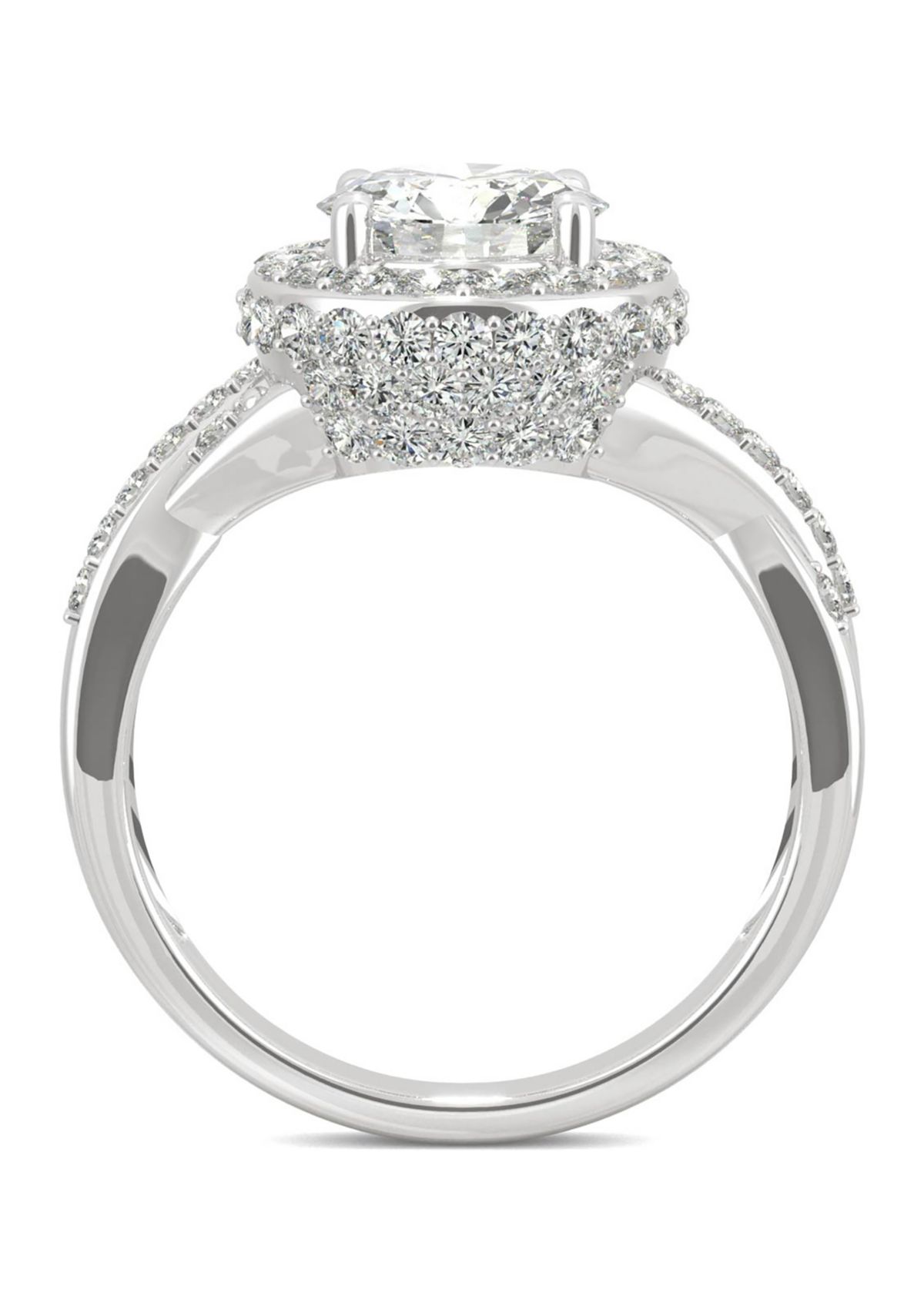 3/4 ct. t.w. Lab Created Moissanite Halo Engagement Ring in 14k White Gold
