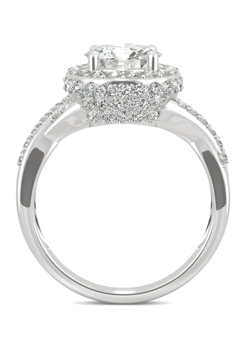 3/4 ct. t.w. Lab Created Moissanite Halo Engagement Ring in 14k White Gold