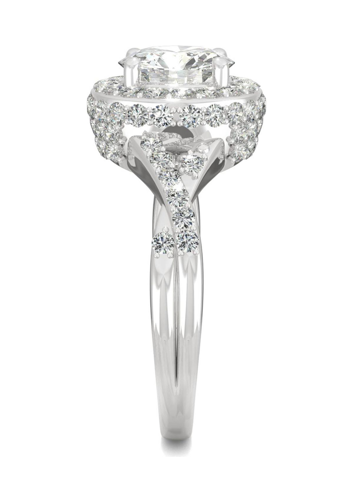 3/4 ct. t.w. Lab Created Moissanite Halo Engagement Ring in 14k White Gold