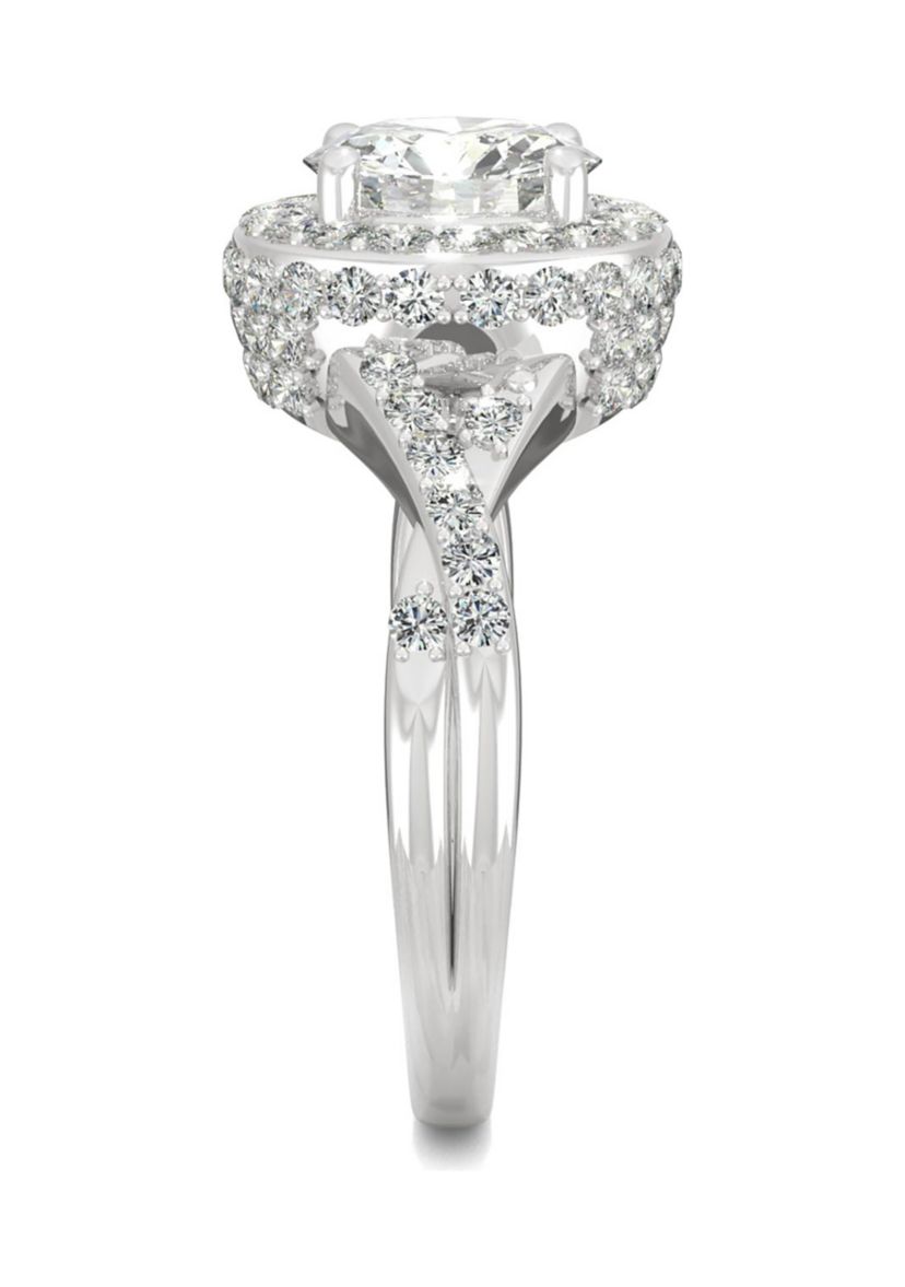 3/4 ct. t.w. Lab Created Moissanite Halo Engagement Ring in 14k White Gold