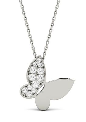 Charles & Colvard 1/6 Ct. T.w. Lab Created Moissanite Butterfly Pendant In 14K White Gold
