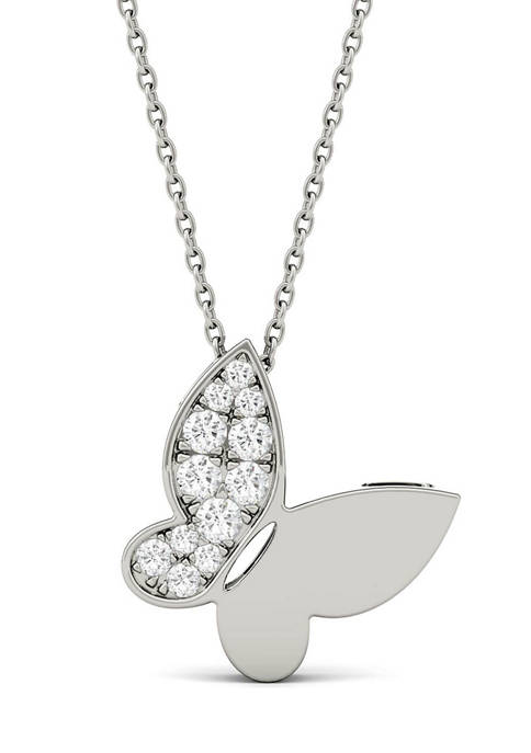 1/6 ct. t.w. Lab Created Moissanite Butterfly Pendant in 14K White Gold