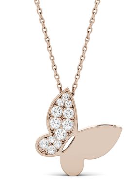 1/6 ct. t.w. Moissanite Butterfly Pendant in 14K Rose Gold