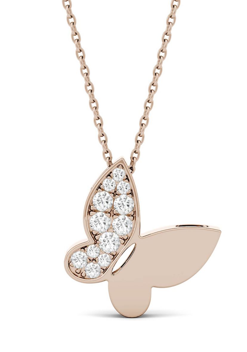 1/6 ct. t.w. Moissanite Butterfly Pendant in 14K Rose Gold
