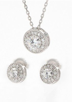 Lab Created Sterling Silver 1.96ct. tw. Moissanite Pendant and Earring Set