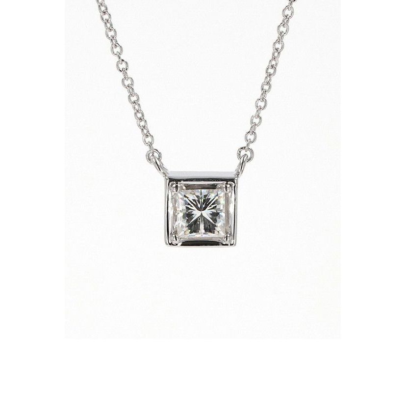 Lab Created Sterling Silver 0.60ct. tw. Moissanite Solitaire Pendant