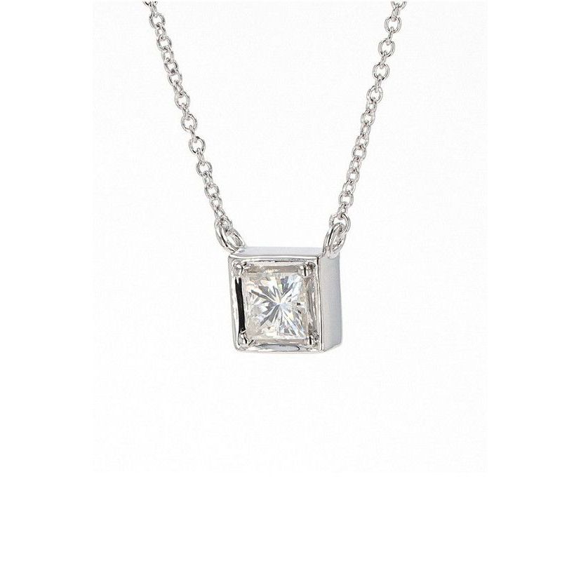 Lab Created Sterling Silver 0.60ct. tw. Moissanite Solitaire Pendant