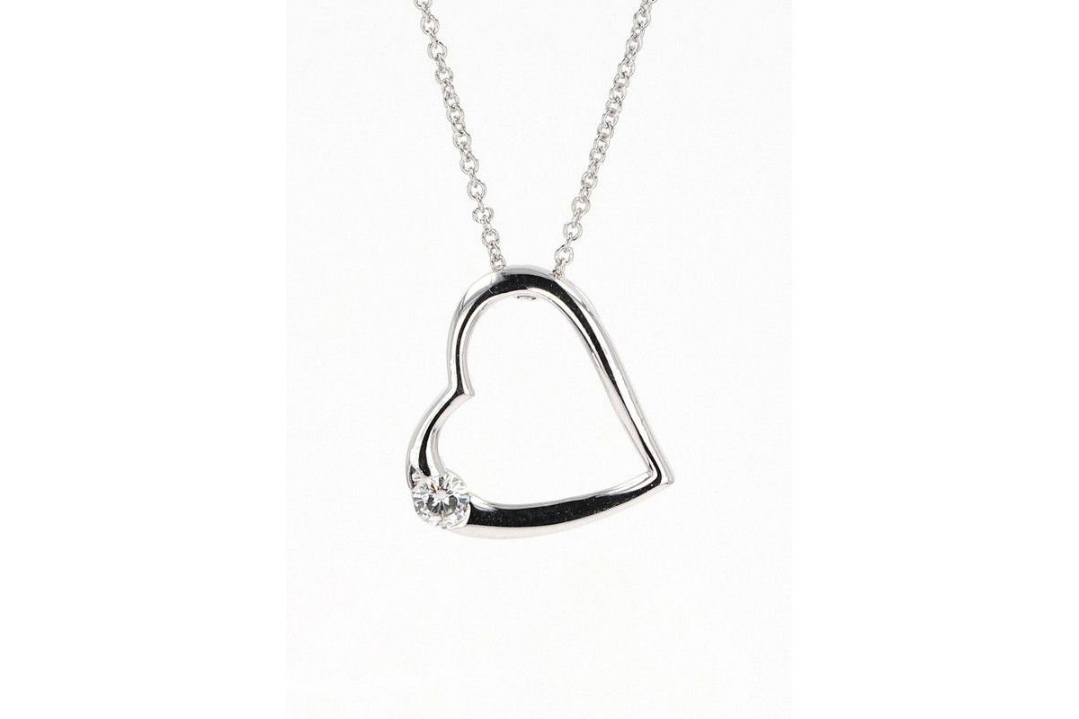 Lab Created Sterling Silver 0.13ct. tw. Moissanite Heart Pendant