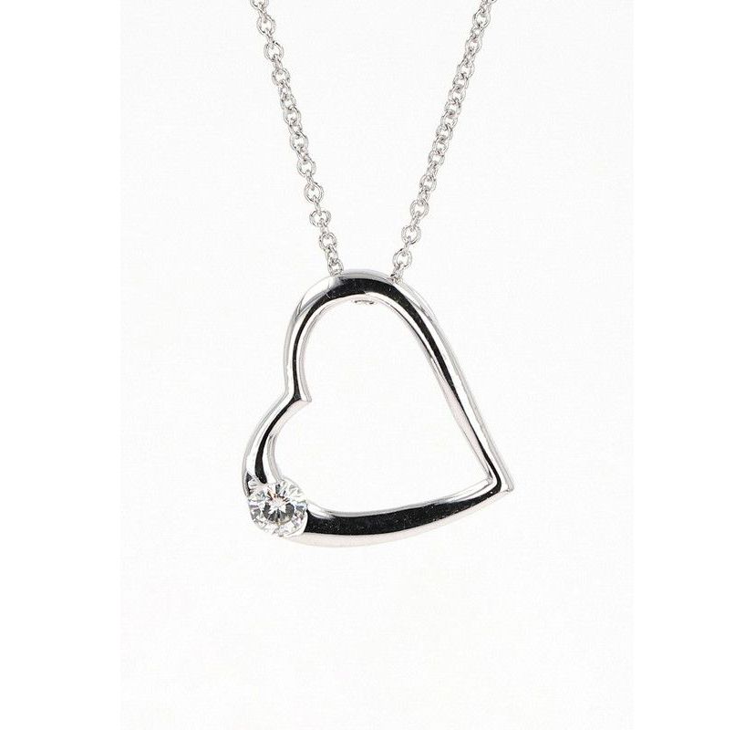 Lab Created Sterling Silver 0.13ct. tw. Moissanite Heart Pendant