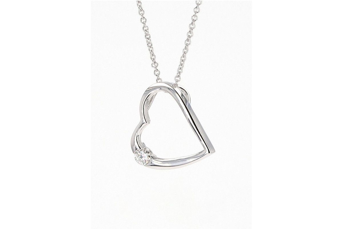 Lab Created Sterling Silver 0.13ct. tw. Moissanite Heart Pendant