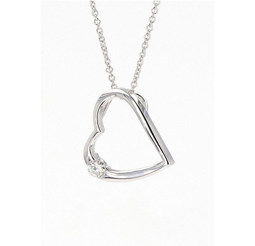 Lab Created Sterling Silver 0.13ct. tw. Moissanite Heart Pendant