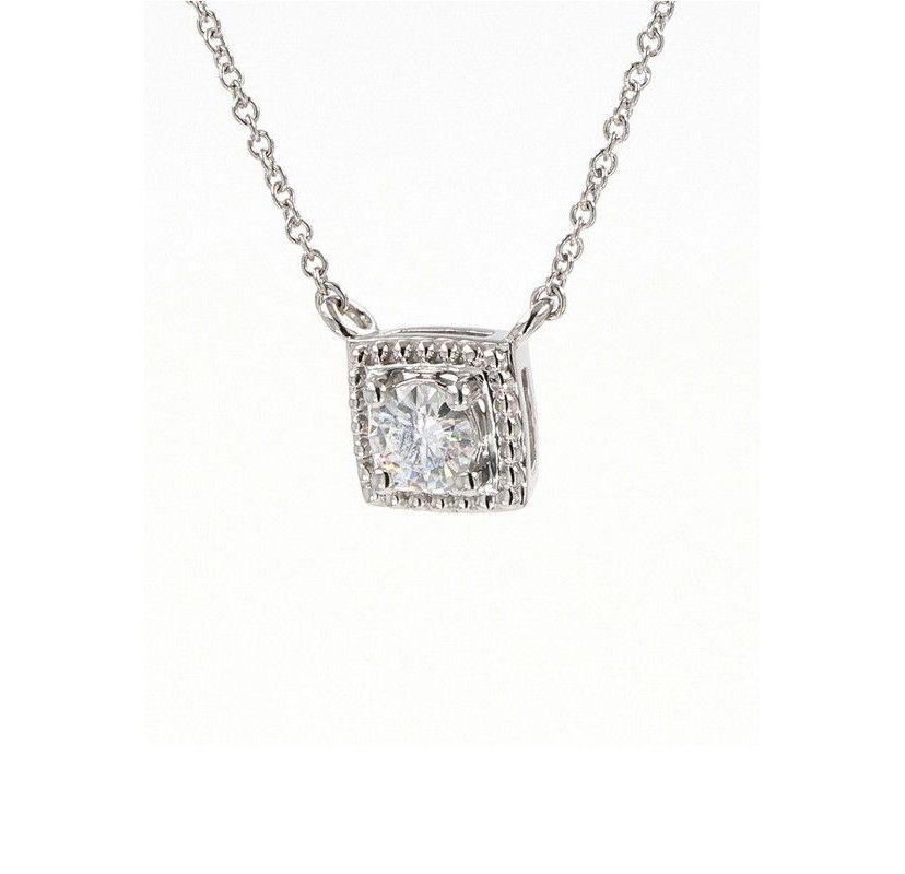 Lab Created Sterling Silver 0.33ct. tw. Moissanite Halo Pendant