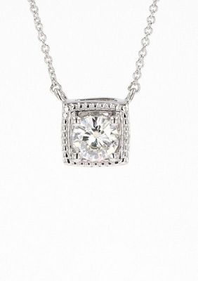 Lab Created Sterling Silver 0.80ct. tw. Moissanite Halo Pendant