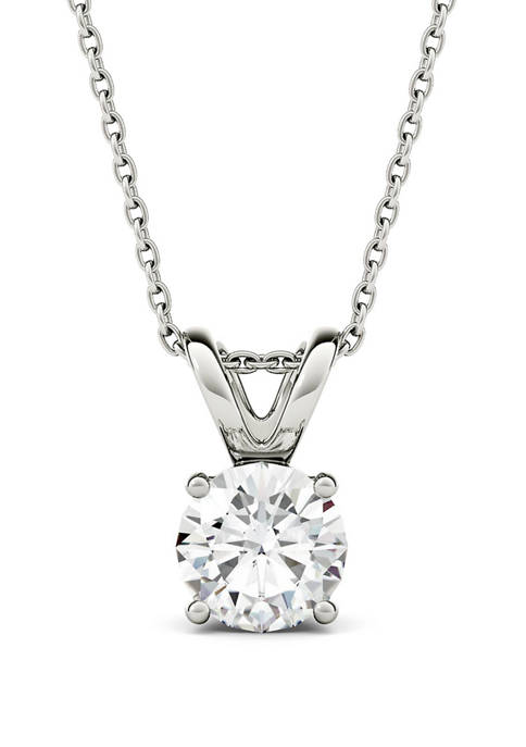 Moissanite Diamond Necklace Diamond Pendant 14K Gold 6.5mm 1 Carat Brilliant Round Moissanite Solitaire Pendant Necklace