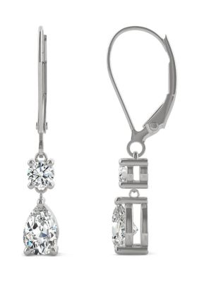 Charles & Colvard 1 Ct. T.w. Lab Created Moissanite Leverback Earrings In 14K White Gold