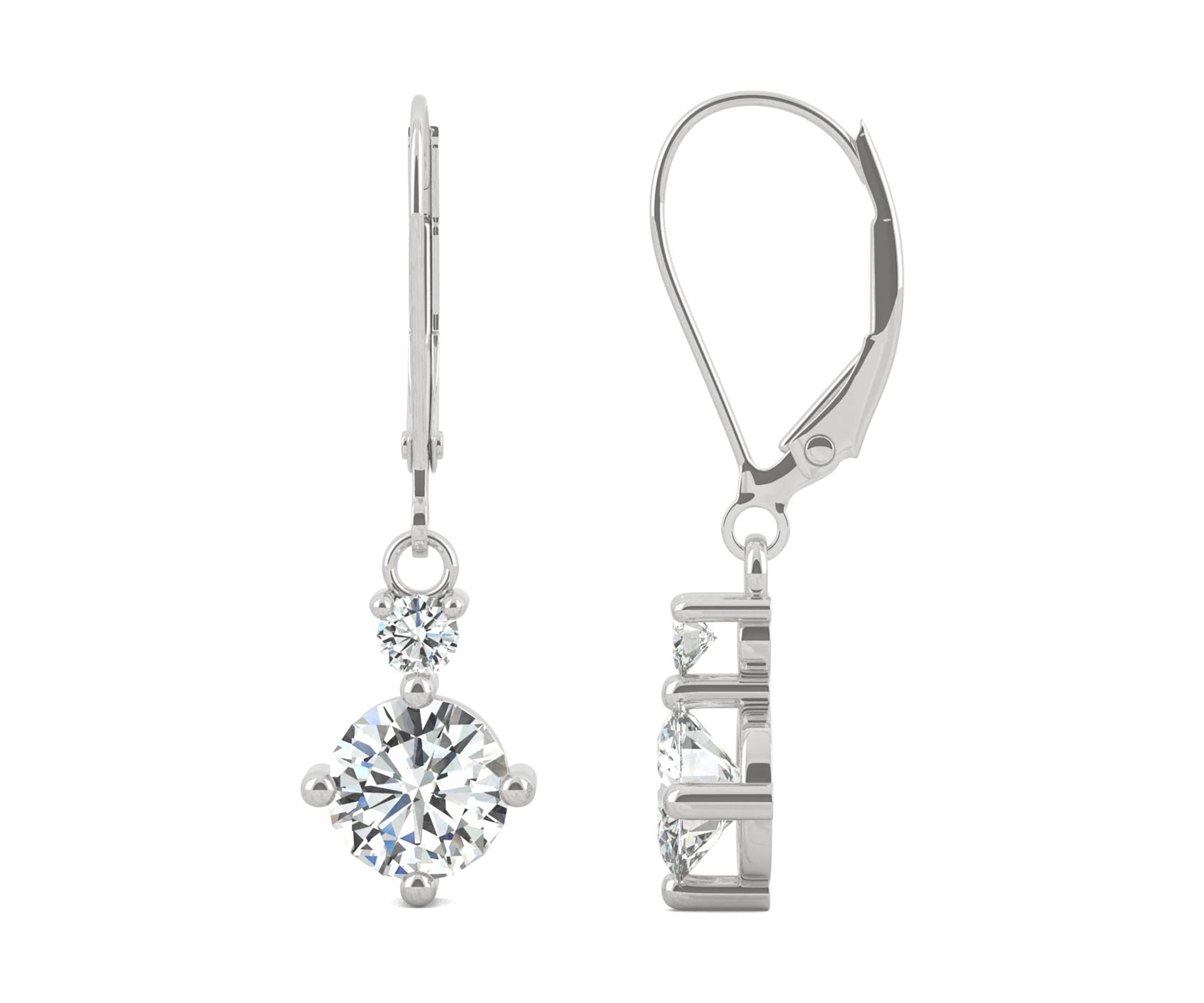 3/4 ct. t.w. Lab Created Moissanite Leverback Earrings in 14k White Gold