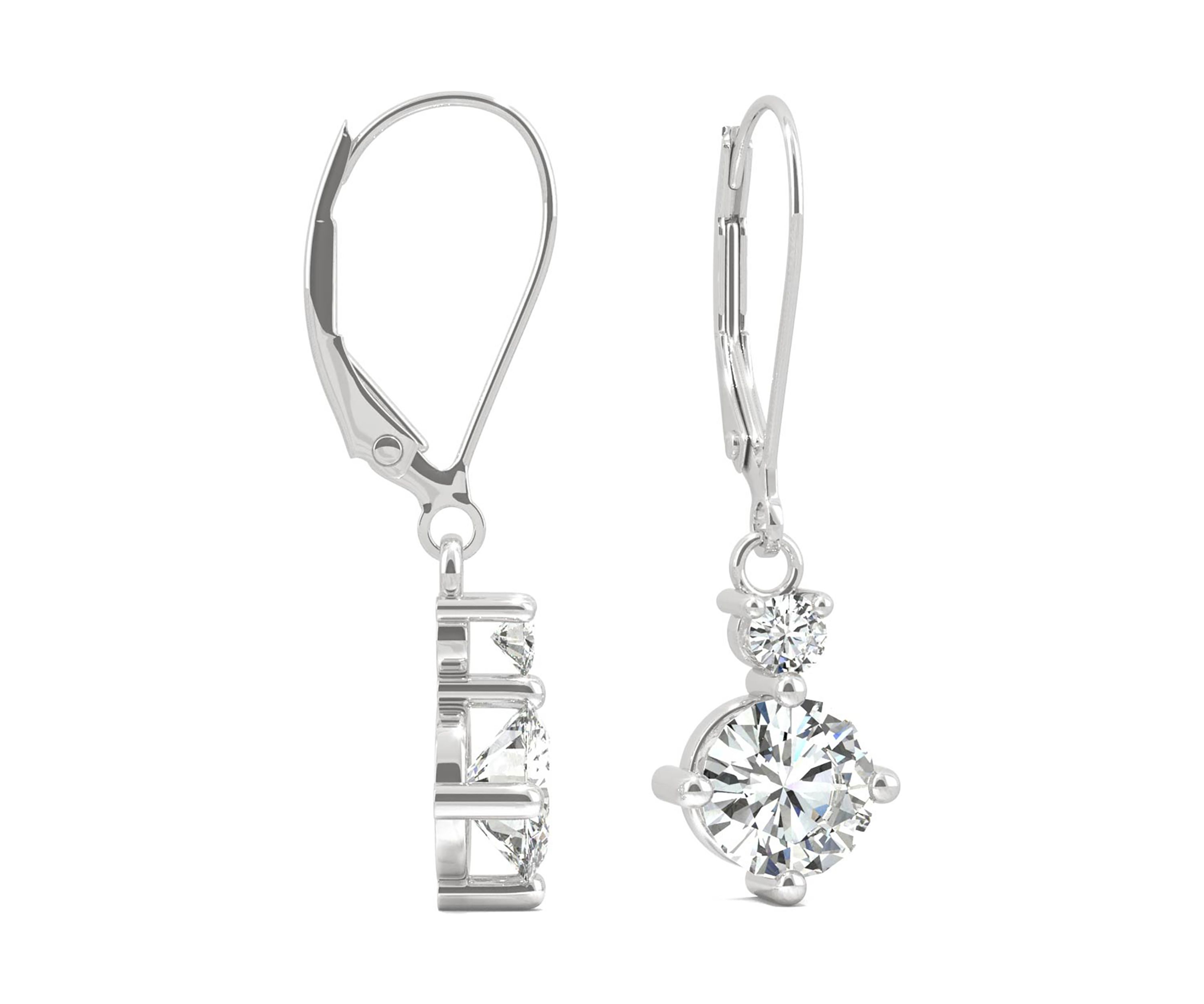 3/4 ct. t.w. Lab Created Moissanite Leverback Earrings in 14k White Gold