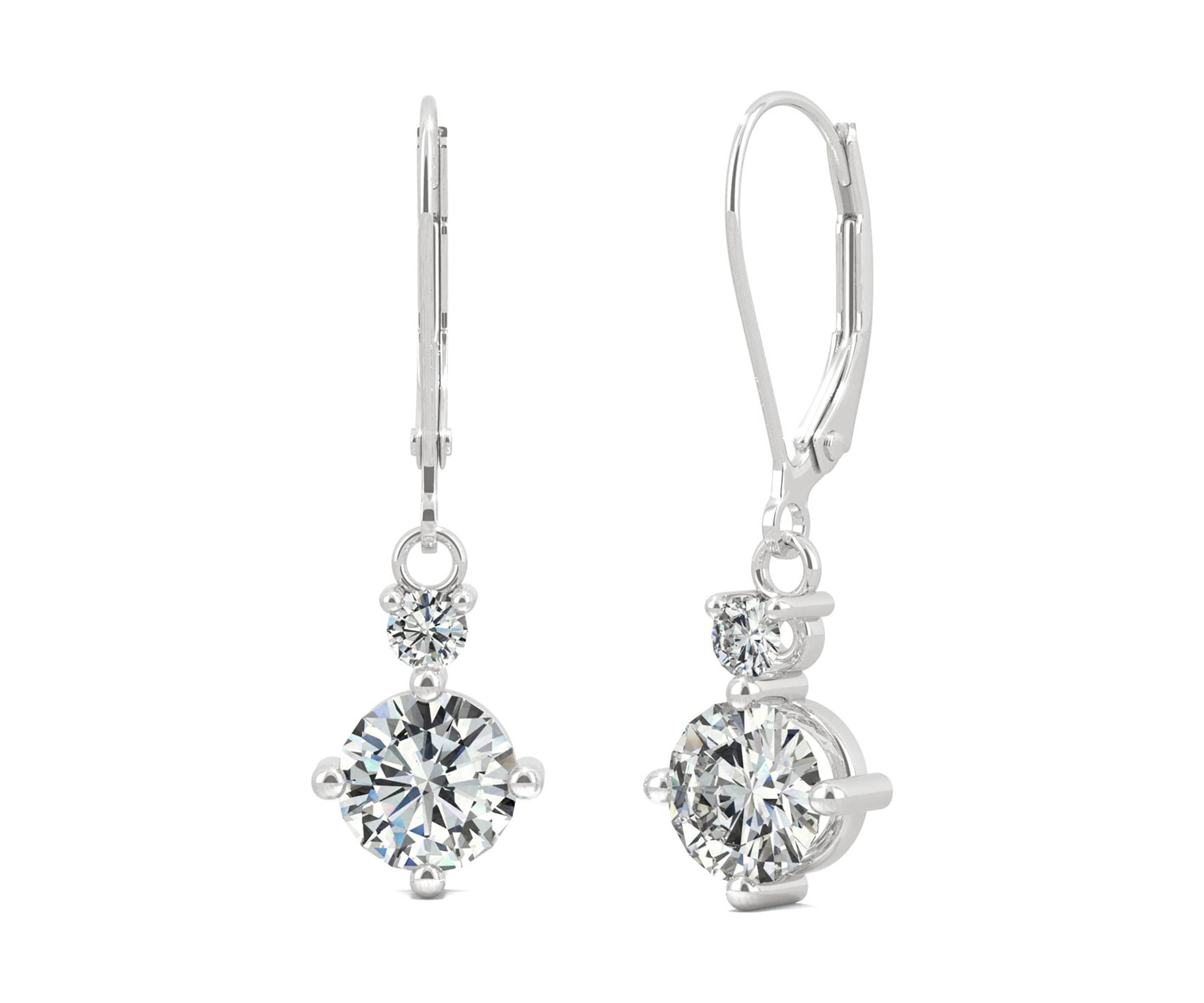 3/4 ct. t.w. Lab Created Moissanite Leverback Earrings in 14k White Gold