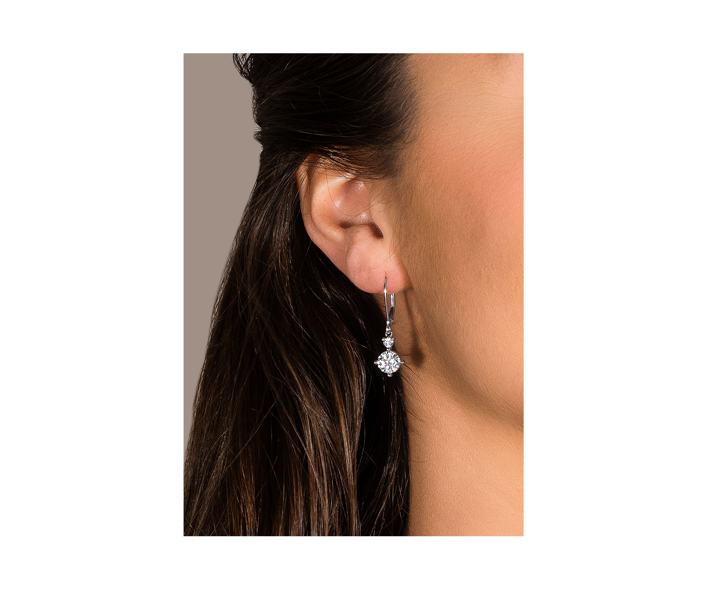 3/4 ct. t.w. Lab Created Moissanite Leverback Earrings in 14k White Gold