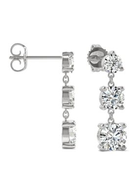 1/5 ct. t.w. Lab Created Moissanite Three Stone Drop Earrings in 14k White Gold