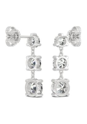 1/5 ct. t.w. Lab Created Moissanite Three Stone Drop Earrings in 14k White Gold