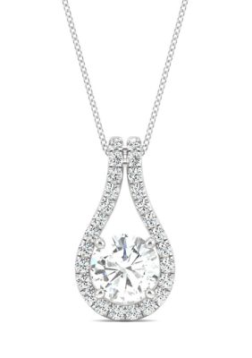 Charles & Colvard 5/8 Ct. T.w. Lab Created Moissanite Halo Pendant In 14K White Gold