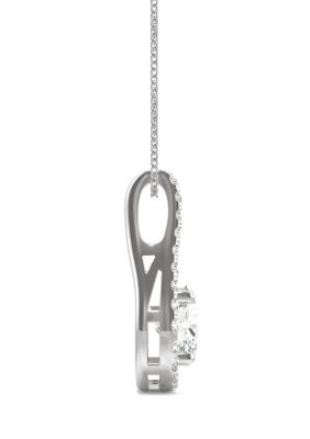 5/8 ct. t.w. Lab Created Moissanite Halo Pendant in 14k White Gold