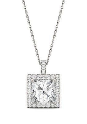 3.52 ct. t.w. Lab Created Moissanite Square Halo Pendant