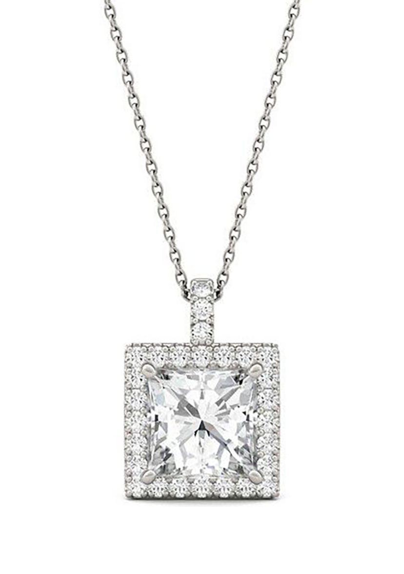 3.52 ct. t.w. Lab Created Moissanite Square Halo Pendant