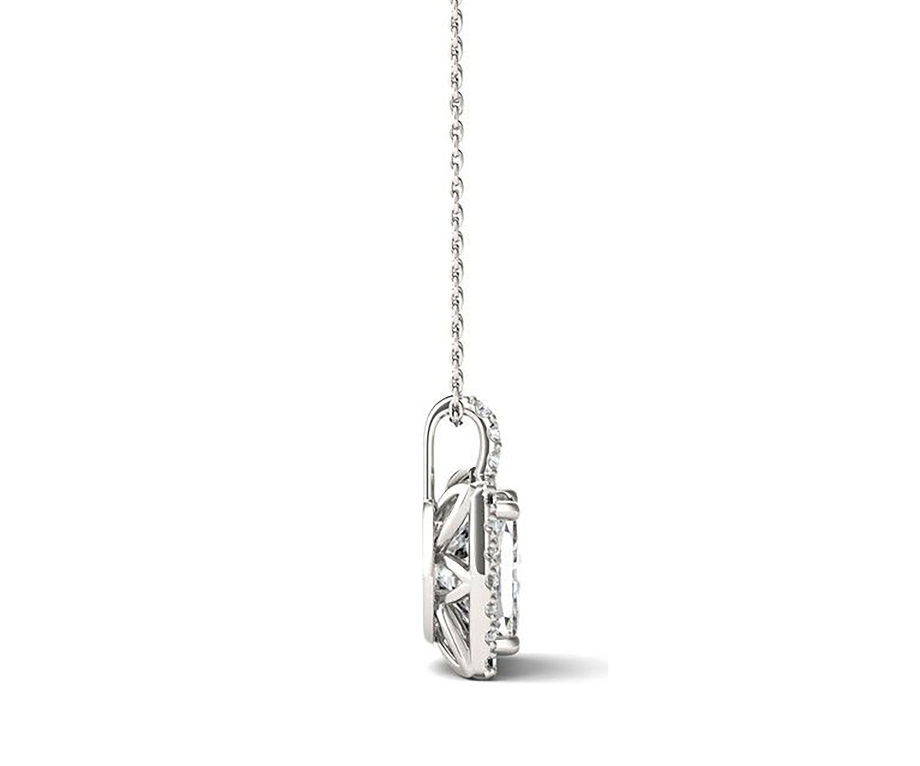 3.52 ct. t.w. Lab Created Moissanite Square Halo Pendant