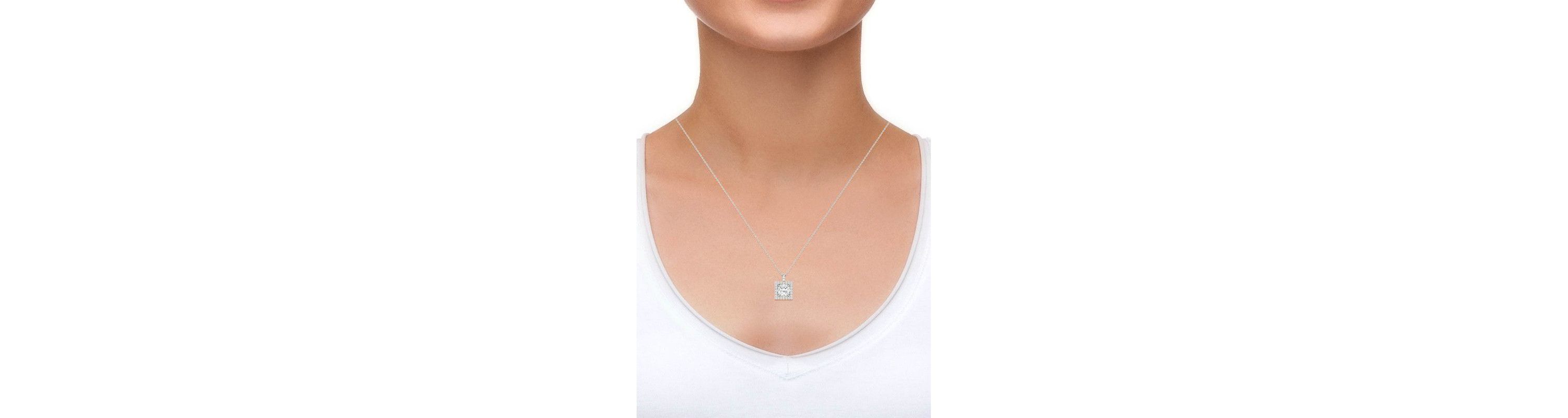 3.52 ct. t.w. Lab Created Moissanite Square Halo Pendant