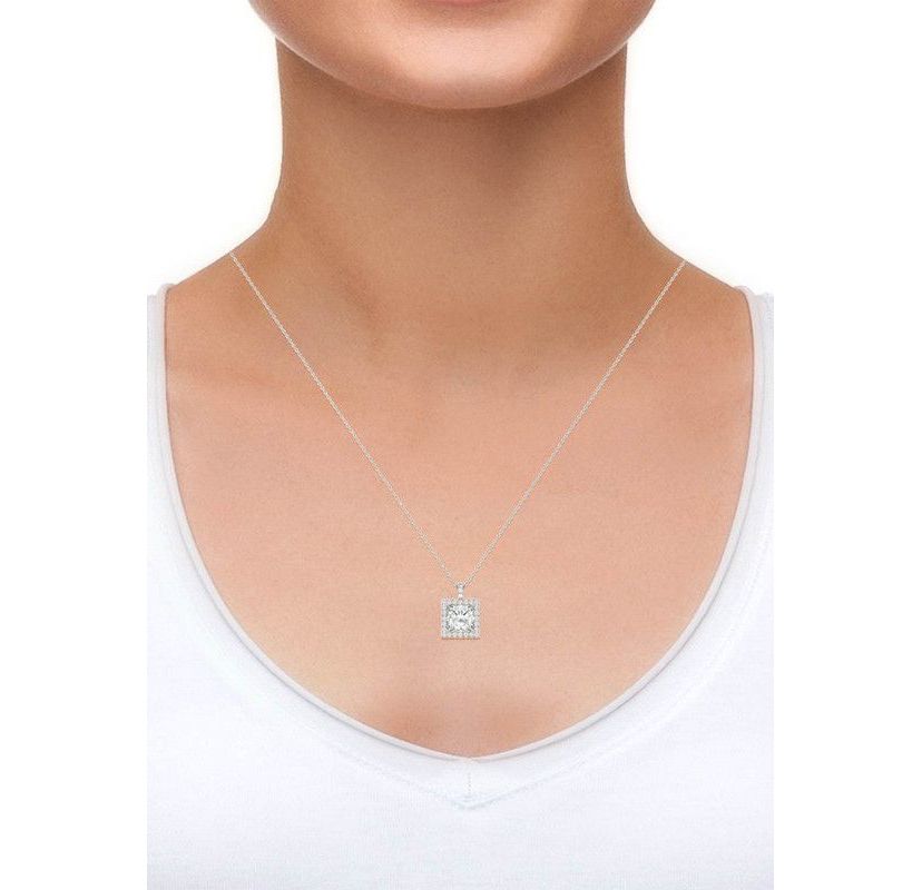 3.52 ct. t.w. Lab Created Moissanite Square Halo Pendant