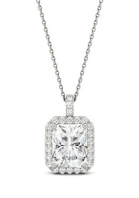 4.29 ct. t.w. Lab Created Moissanite Radiant Halo Pendant