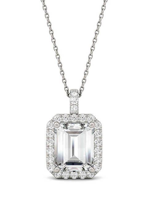  3.94 ct. t.w. Moissanite Halo Pendant Necklace in 14k White Gold