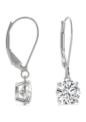 ct. t.w. Lab Created Moissanite Lever Back Earrings in 14k White Gold