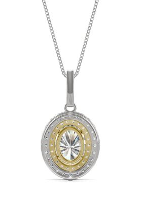 7/8 ct. t.w. Lab Created Moissanite Halo Pendant in 14K Two Toned Gold