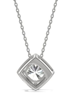 1.28 ct. t.w. Moissanite Cushion Halo Pendant in 14K White Gold