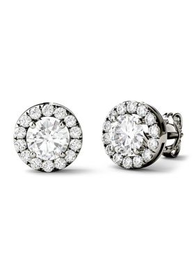 1.28 ct. t.w. Moissanite Halo Stud Earrings in 14K White Gold