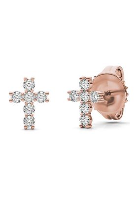 0.36 ct. t.w. Lab Created Moissanite Cross Stud Earrings in 14k Gold