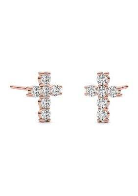 0.36 ct. t.w. Lab Created Moissanite Cross Stud Earrings in 14k Gold